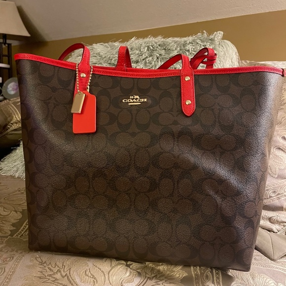 Coach Handbags - Coach Signature Coated Canvas City Tote